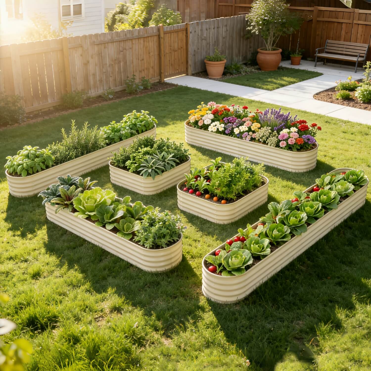 New Home Garden Layout – 18" Tall Raised Garden Bed Set (6 Beds)