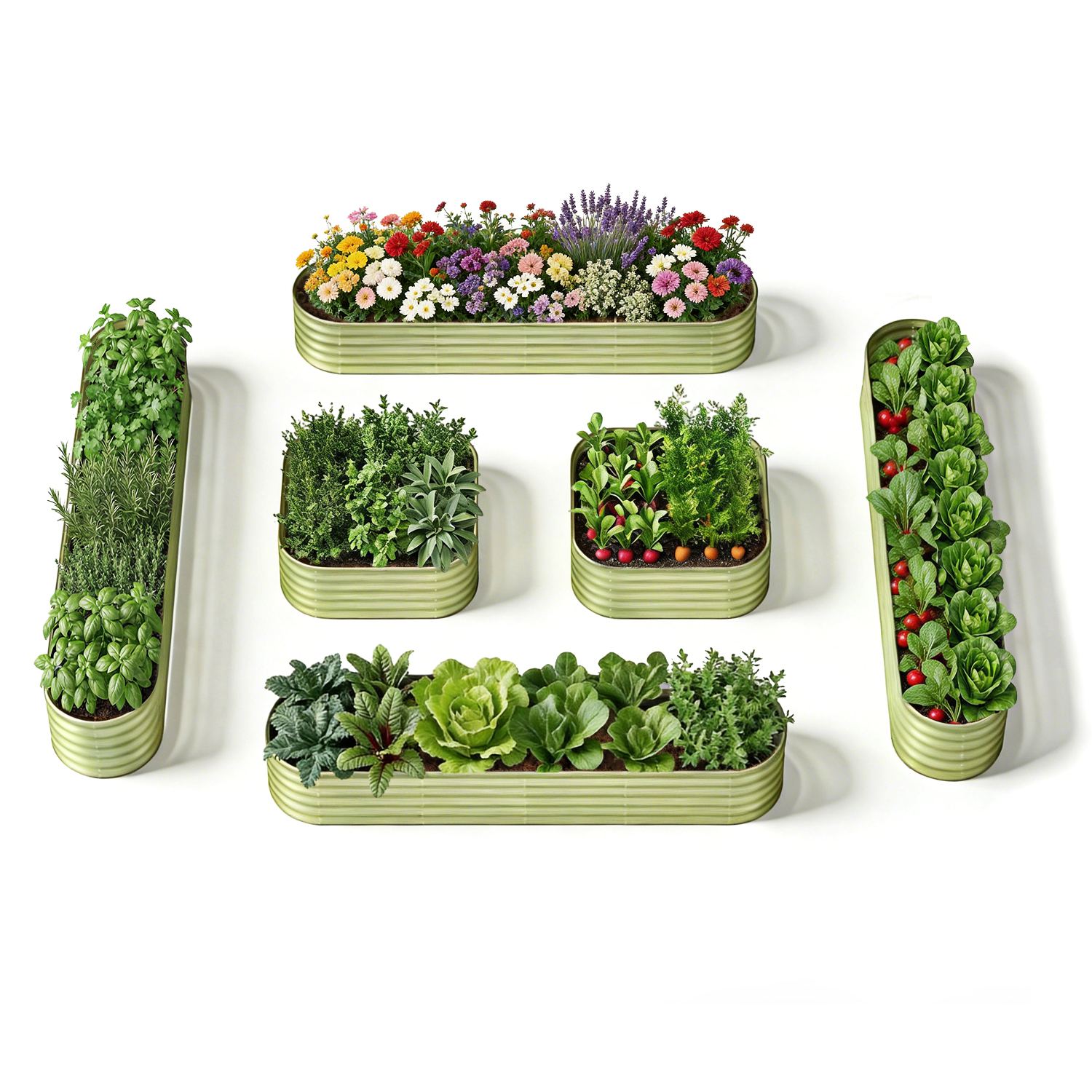 New Home Garden Layout – 18" Tall Raised Garden Bed Set (6 Beds)