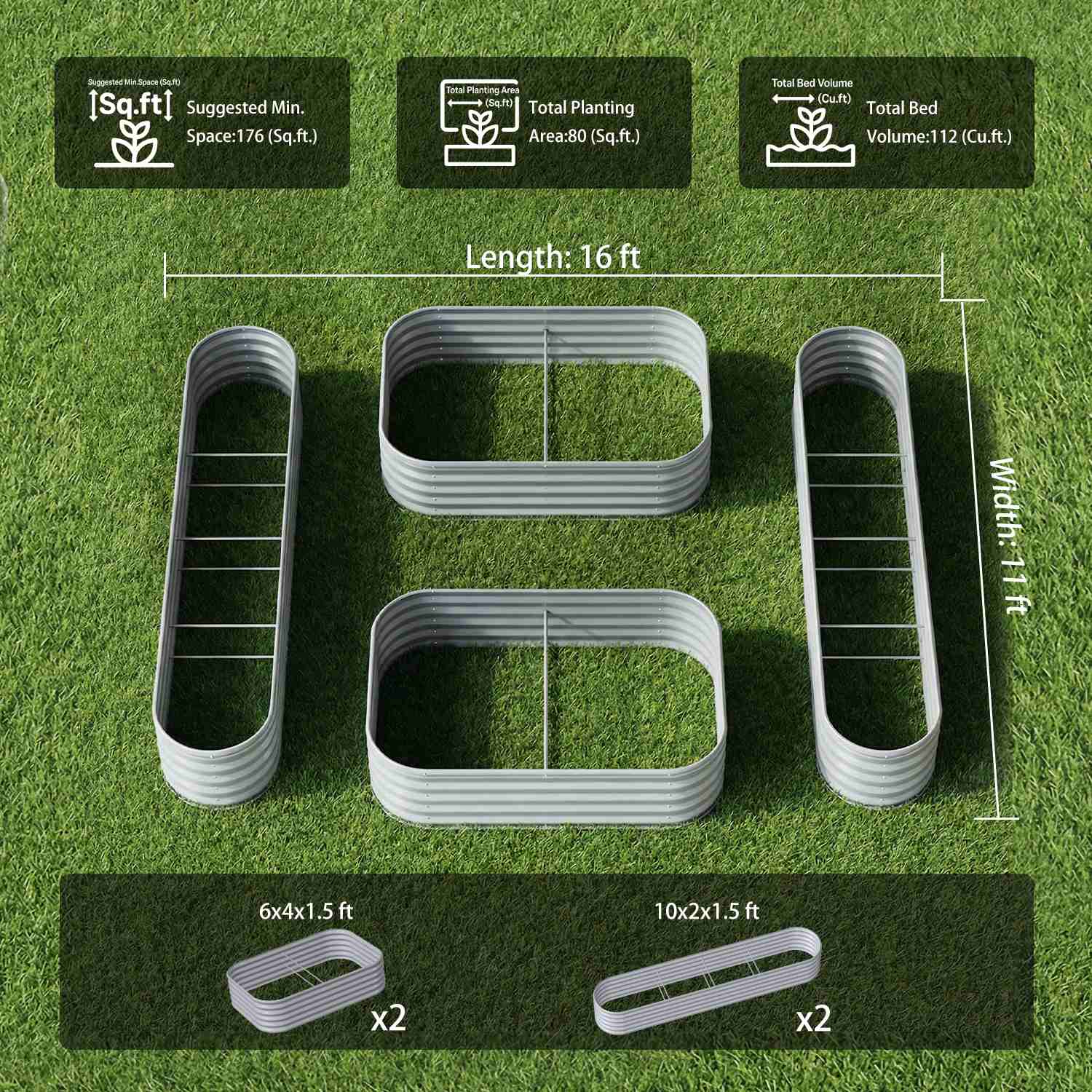 Small Space Garden Layout – 18" Tall Raised Garden Bed Set (4 Beds)