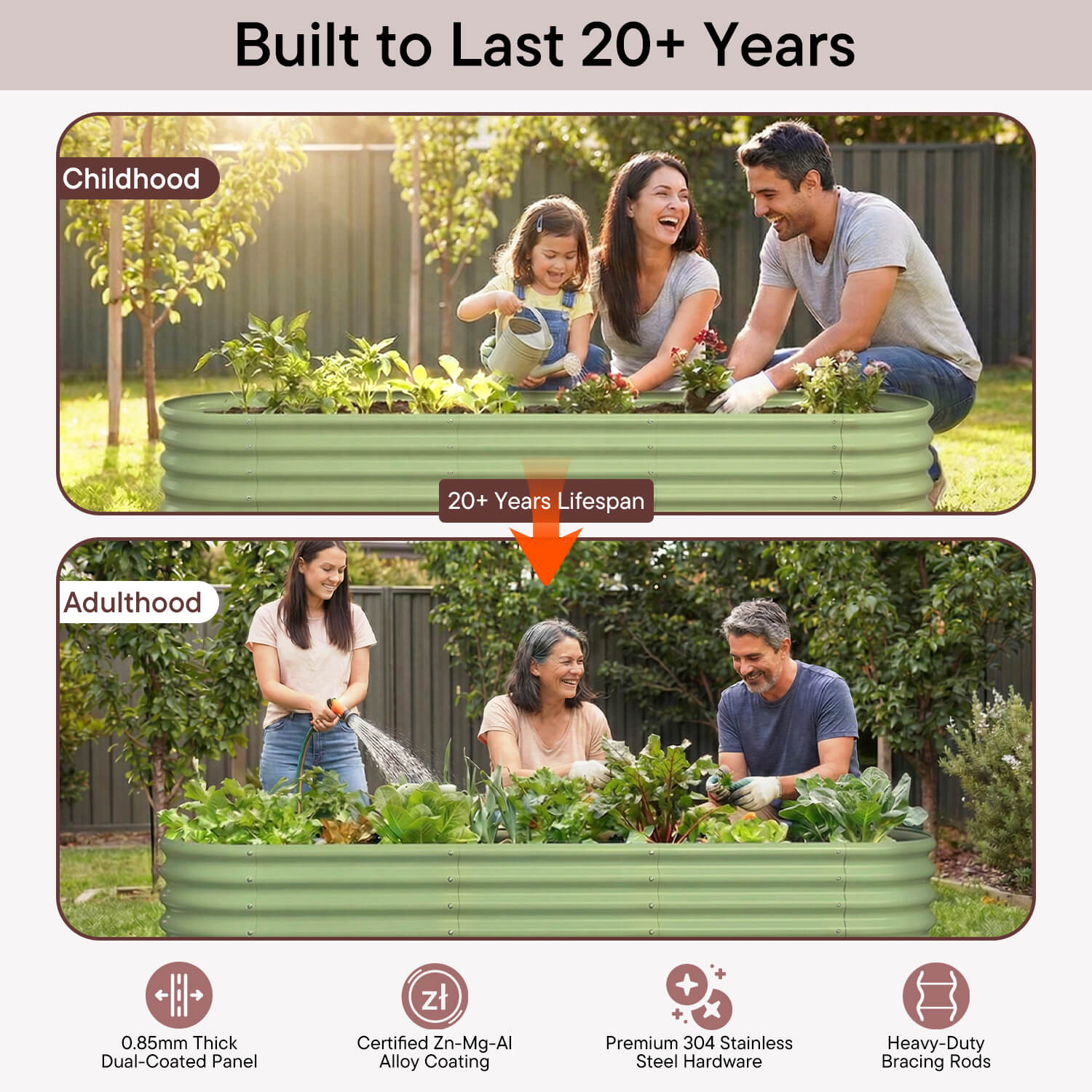 8-pack 18" Tall 8x2x1.5 ft Modular Raised Garden Bed